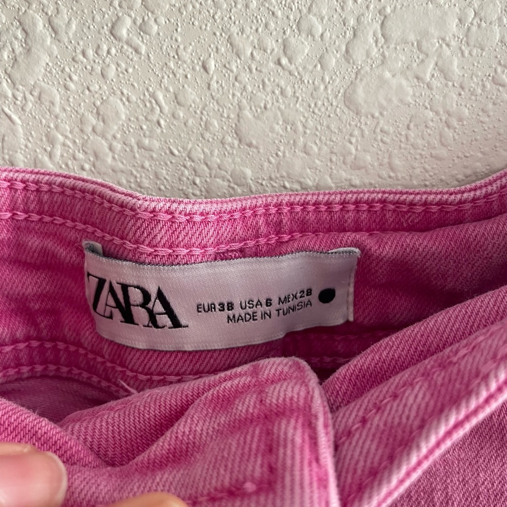 Zara Pink Flare Wide Leg Jeans - Picture 2 of 3